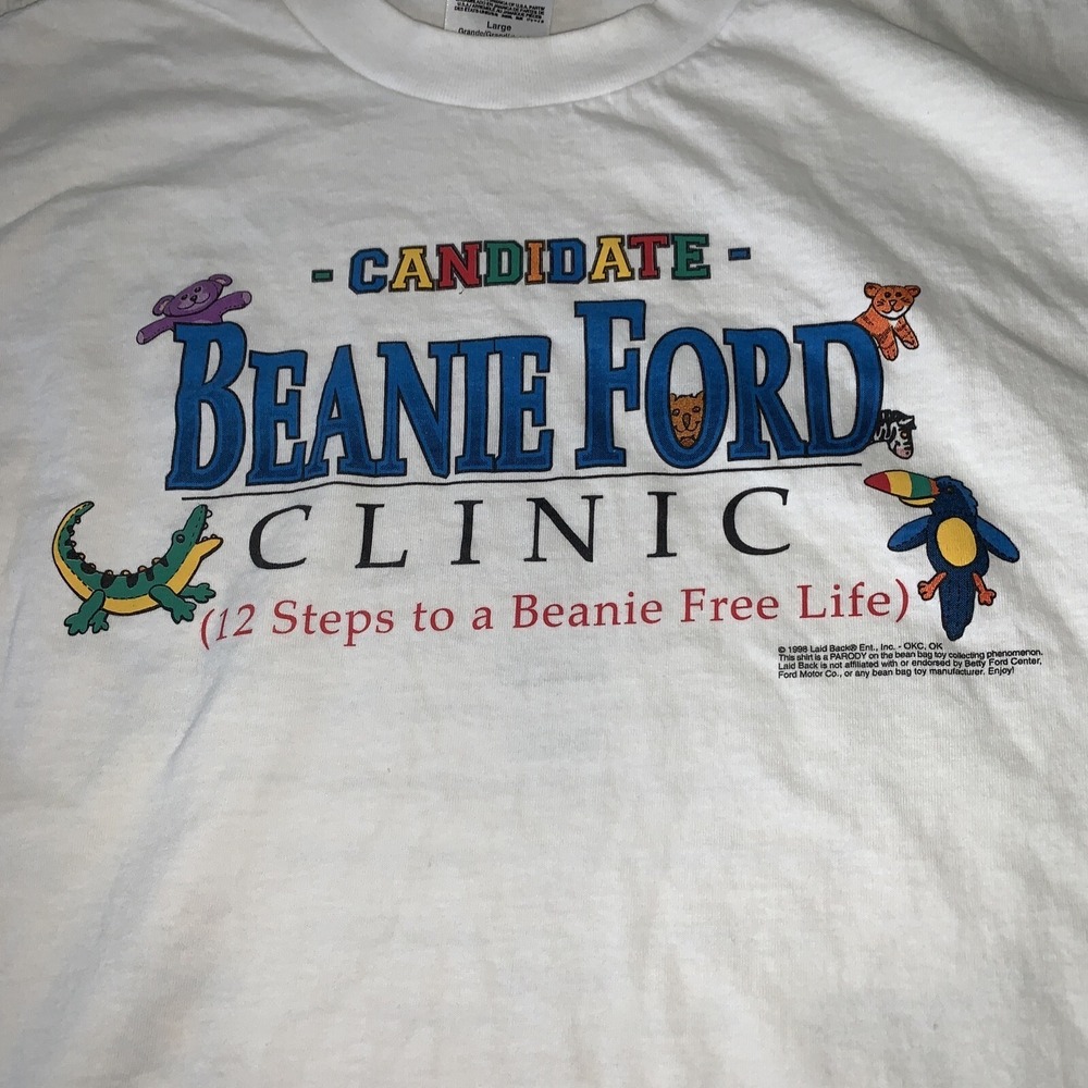 Vintage Ty Beanie Ford Clinic Baby Collectors Tee T-shirt L 1998 Excellent 90's - Picture 2 of 9